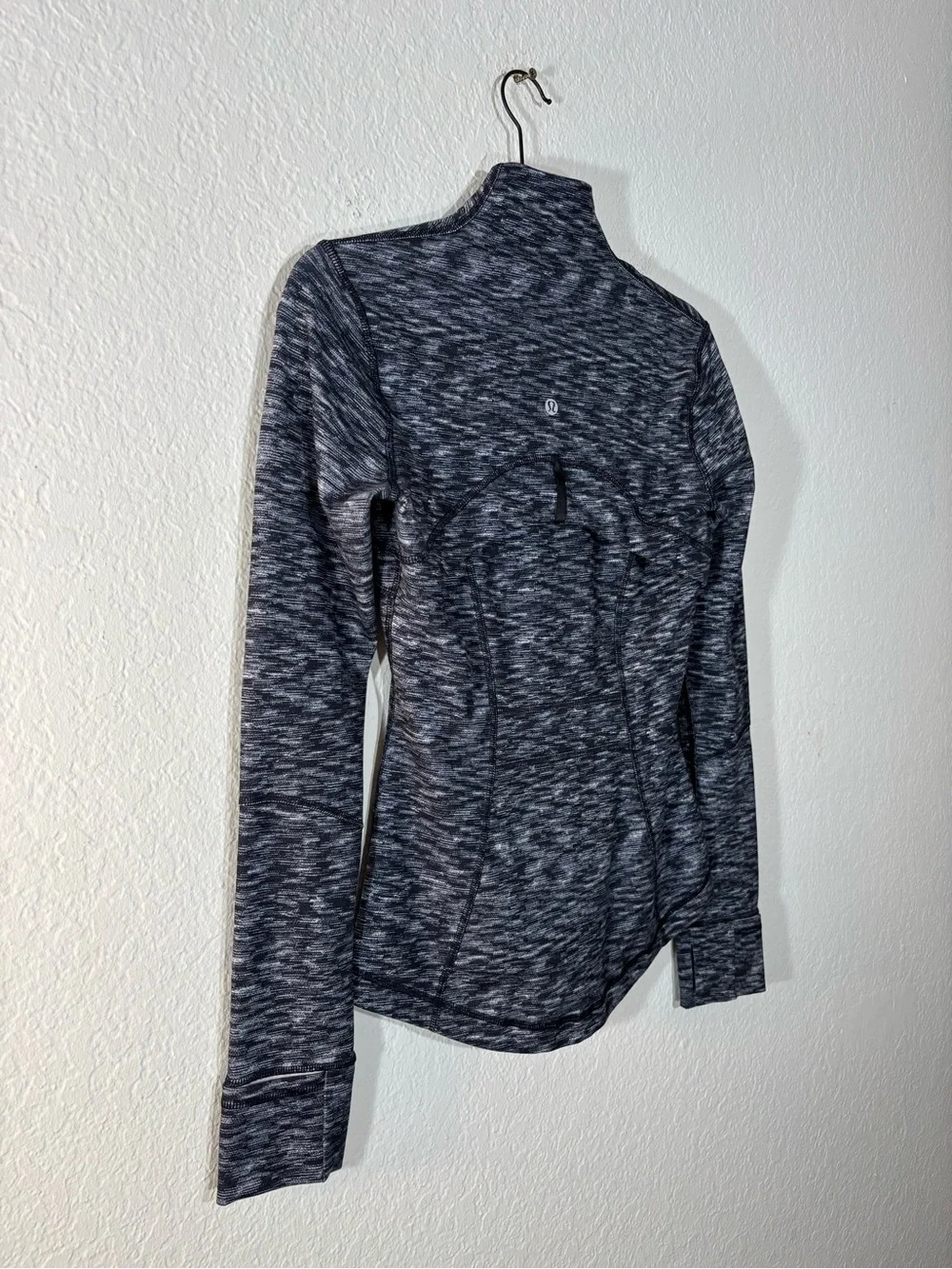 Lululemon Define Jacket Size 4 Black White Space Dye Full Zip Pink Collar